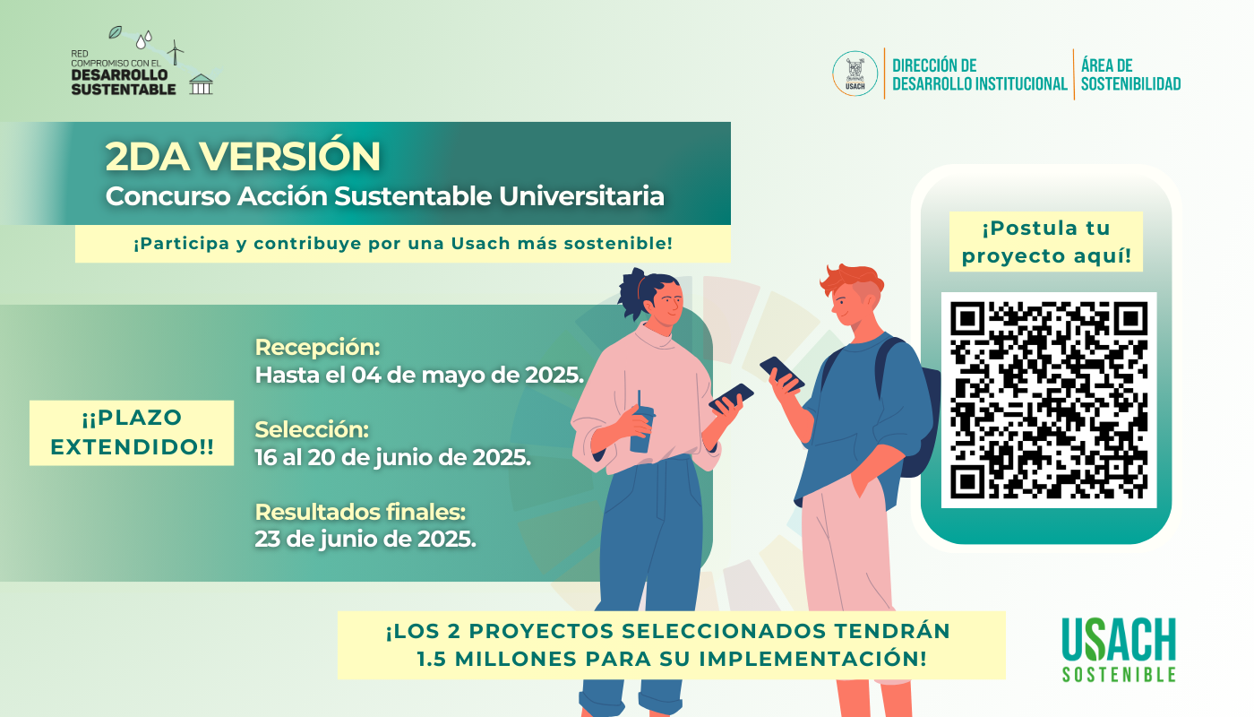 Afiche convocatoria Concurso "Acción Universitaria Sustentable" Versión 2025 de la Red Compromiso con el Desarrollo Sustentable del CUECH.