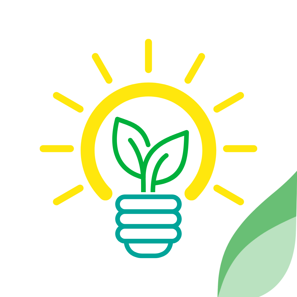 ampolleta con un brote de una planta integrada en su base, fomenta la eficiencia energética dentro del campus. 